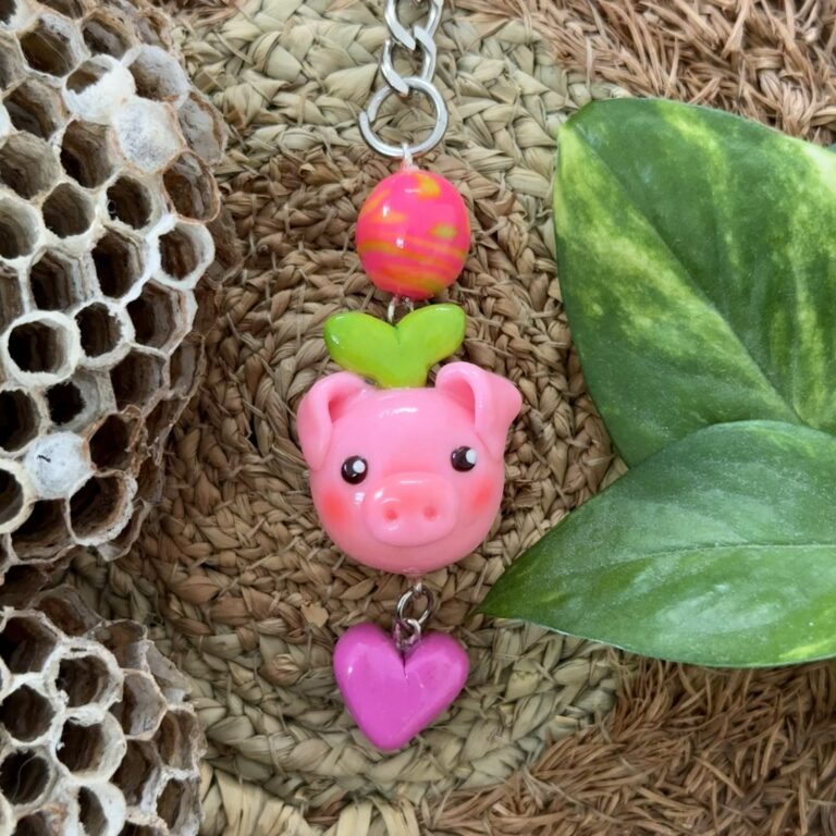 Piggy with plant Keychain