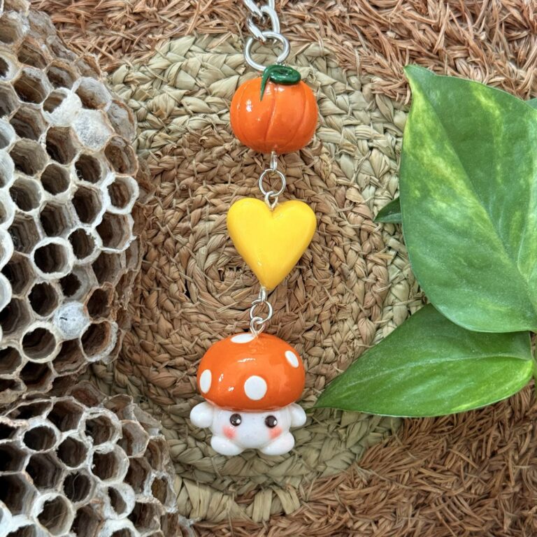 Orange Mushroom Keychain